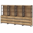 thumbnail image 6 of WAMPAT 4-Piece Modern 72" Tall Library Bookcases with 12 Drawers & Open Shelves, Wood Freestanding Bookshelves with Storage Cabinet & Metal Base for Home Office & Living Room, Oak, 6 of 6