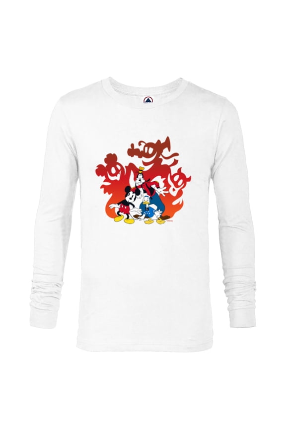 Mickey Mouse Donald Goofy Halloween Scary Shadows - Long Sleeve T-Shirt for Men - Customized-White