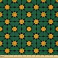 thumbnail image 2 of Ambesonne Oriental Fabric by the Yard Microfiber, Folklore Art Floral Motif, 3 Yards, Hunter Green Marigold, 2 of 2