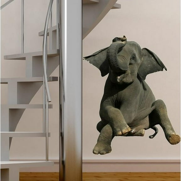 Wallhogs Sitting Baby Elephant Cutout Wall Decal