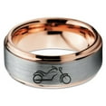 thumbnail image 2 of Tungsten Motorcycle Bike Motor Bicycle Band Ring 8mm Men Women Comfort Fit 18k Rose Gold Step Bevel Edge Brushed Polished, 2 of 4