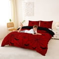 thumbnail image 3 of Homewish Gothic Halloween Spider Web Bedding,Bat Spooky Pattern Duvet Cover Full,Red Black,Black Reversible,3pcs,1 Duvet Cover and 2 Pillowcases, 3 of 6