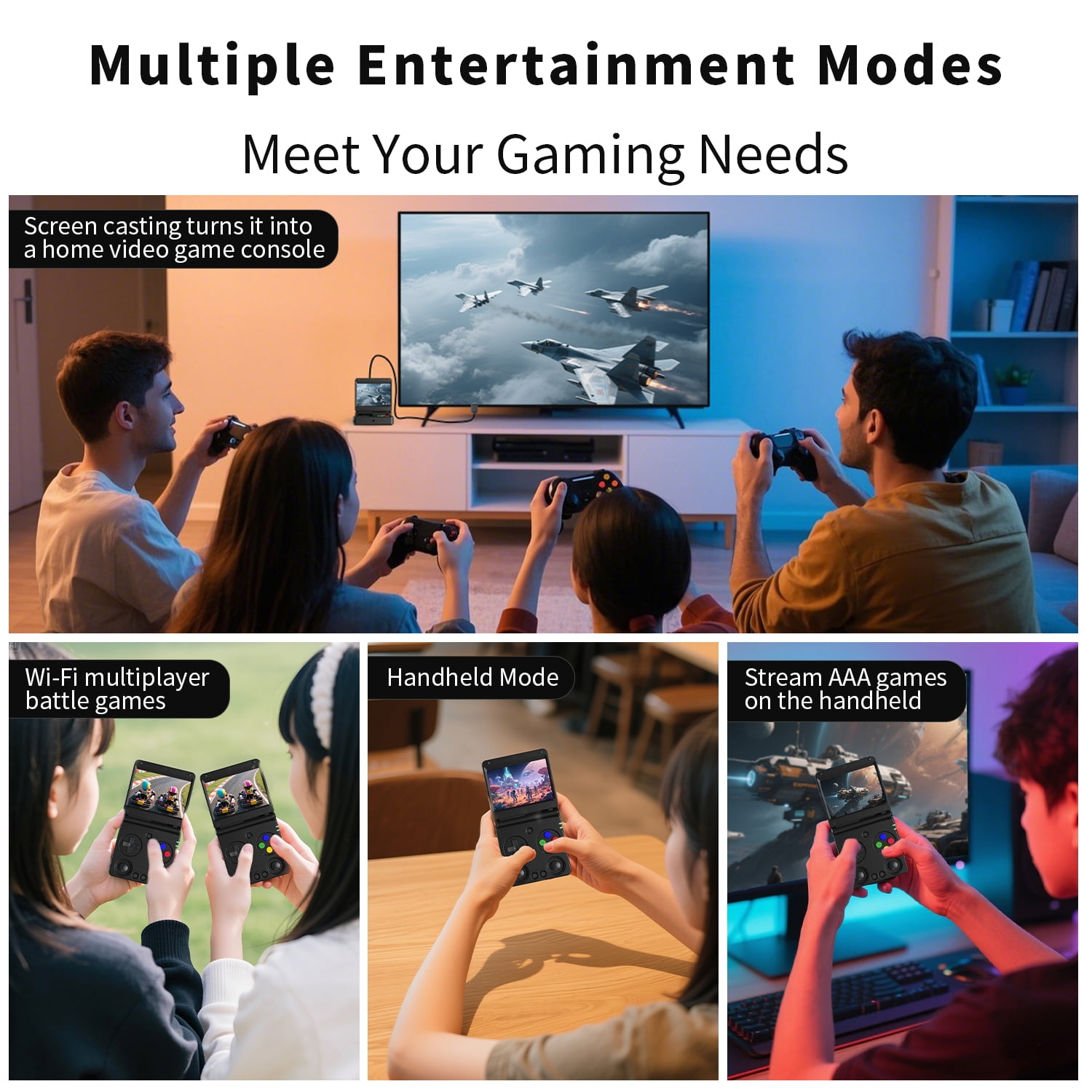 RG34XXSP Handheld Game Console,3300 mAh Battey,3.4 inch Screen Support 30+ Simulators 5G WiFi Bluetooth HD Black