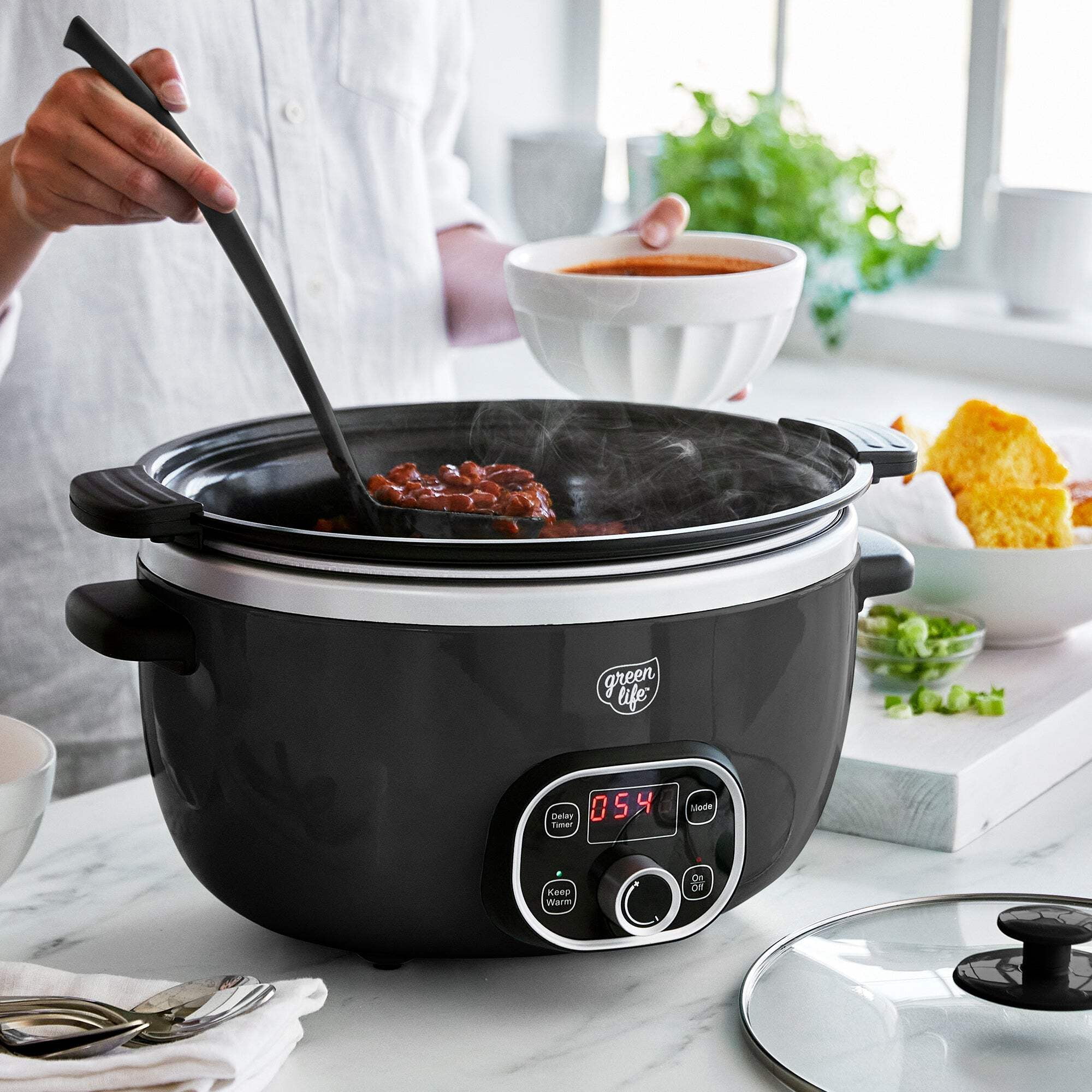 GreenLife 6qt Healthy Ceramic Nonstick Slow Cooker | Black