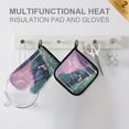 thumbnail image 4 of Yayeee Oven Mitts and Pot Holder Set of 4 Heat Resistant Kitchen Gloves Baking Hot Pad, Green Night Deer, 4 of 5