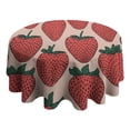 thumbnail image 4 of Red Strawberry Plants Fruit Beige Pattern Round Tablecloth 60"x60",Wrinkle Wipeable Table Cloth for Kitchen Dining Room Picnic Patio Party, 4 of 6