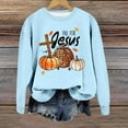 thumbnail image 2 of WREESH Thanksgiving Shirts Trendy Fall Sweatshirts for Women 2025, Letter Pumpkin Printed Crewneck Sweatshirts, Loose Casual Pullover Tops Teen Girl Clothes Light Blue, 2 of 4