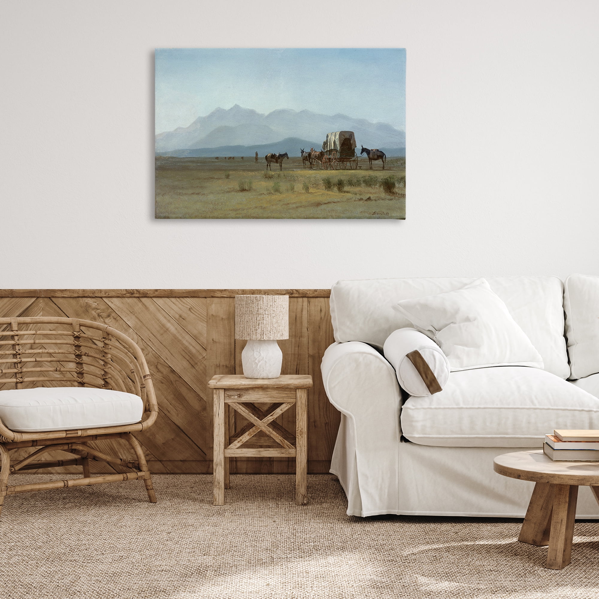 Stupell Industries Classic Bierstadt Surveyor's Wagon Landscape & Nature Painting Wrapped Canvas Art Print Wall Art, 36 x 24