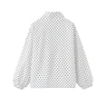 thumbnail image 5 of Sewkxo Womens Polka Dot Jackets Half-Zip Windbreaker Jacket Stand Collar Drawstring Hem Outerwear Trendy Casual Coats,White M, 5 of 6