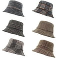 thumbnail image 3 of CoCopeaunts Bucket Hats for Men Winter Warm Vintage Plaid Fisherman Hats Flat Unisex Lattice Wool Basin Hat Soft Foldable, 3 of 8