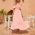 thumbnail image 6 of Abcnature Womens Maxi Dress, Women Solid Sling Sleeve Short Sleeve Long High Waist Dress, Plus Size Summer Casual Beach Party Long Dress Pink XL, 6 of 7