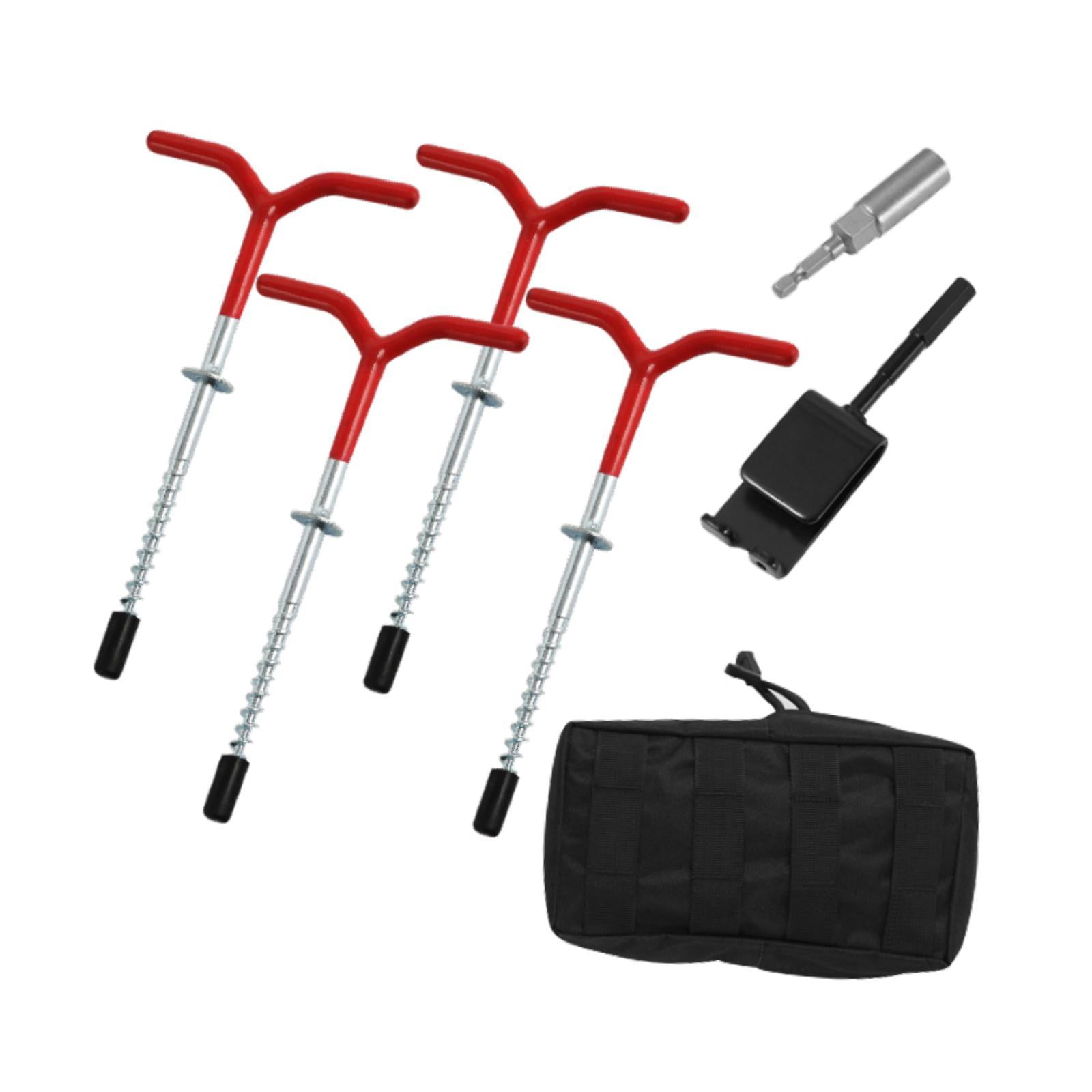 harayaa 4Pcs Ice Fishing Anchors Ice Anchor Drill Adapter Strong Anchor Tool Tent Stakes With Socket
