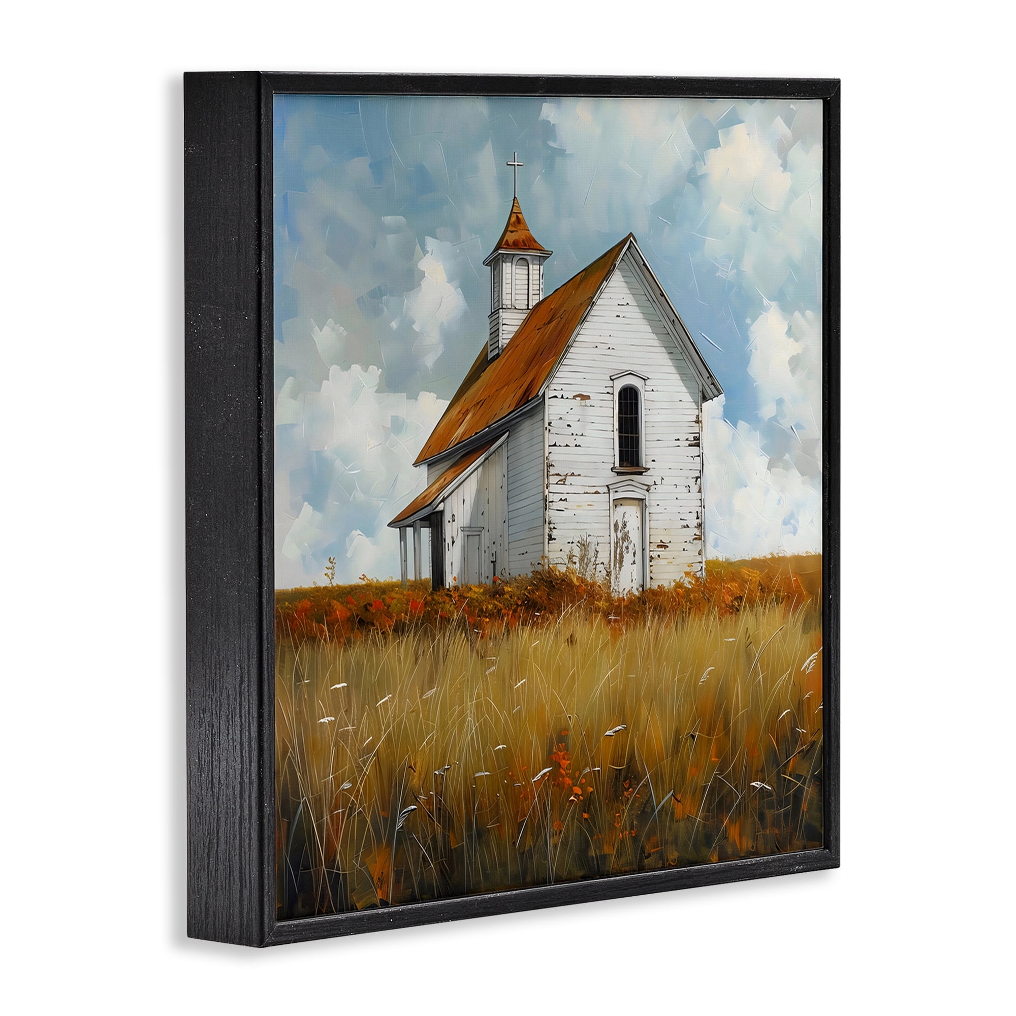 Stupell Industries Rustic Church in Field Black Framed Giclee Art, design by Creative Studio