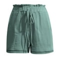 thumbnail image 4 of Ulitacool Women'S Shorts Fashionable Capris Spring And Summer Button Up High Waisted Wide Leg Shorts Casual Clothes XL Green, 4 of 5