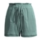 thumbnail image 5 of Pantalones cortos de playa de cintura alta y pierna ancha para mujer - Color liso, corte holgado con bolsillos, 5 of 6