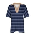 thumbnail image 4 of fatyb Tshirts for Women V Neck Striped Tunic Shirts with Collar Casual Womens Short Sleeve Loose Blouses, 4 of 5