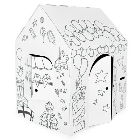 Easy Playhouse Birthday- Arts & Craft Cardboard Fort, Decorate & Personalize
