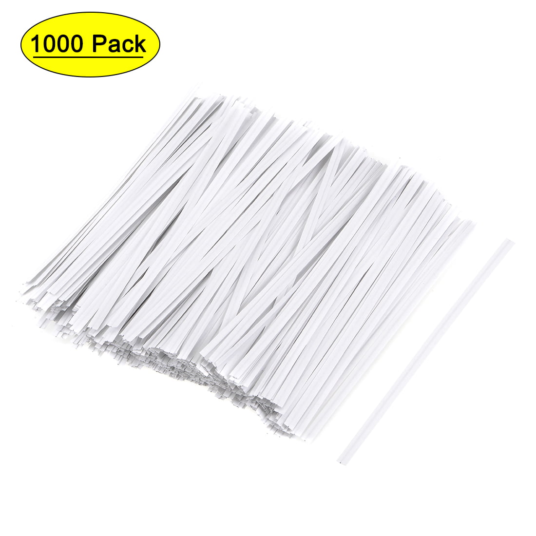 1,000-WHITE 6" Plastic Coated Twist Ties 6-inch Snacks-Gift Bag-Multiple Use 