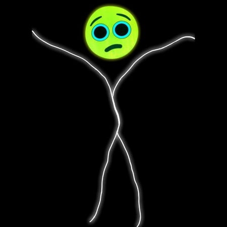 GlowCity Light Up Worried Emoji Stick Figure Costume, White - Small - 3-5 FT