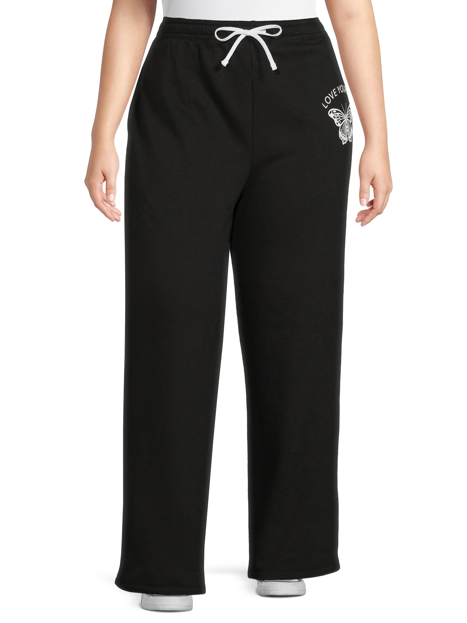 Wide Leg Fleece Butterfly Sweatpants 