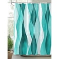 thumbnail image 2 of Teal Ripple Shower Curtain, Abstract Gradient Watercolor Modern Waterproof Shower Curtain Set with 12 Hooks Lightweight Washable Fabric Shower Curtains for Bathroom 48x72 Inches, 2 of 6