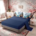 thumbnail image 4 of Manfei Scenic Heron Bedding Comforter Set for Girls Women, Mountain Lake Queen Bedding Sets, Blue Pink Green, Navy Reversible 7pcs, 4 of 6