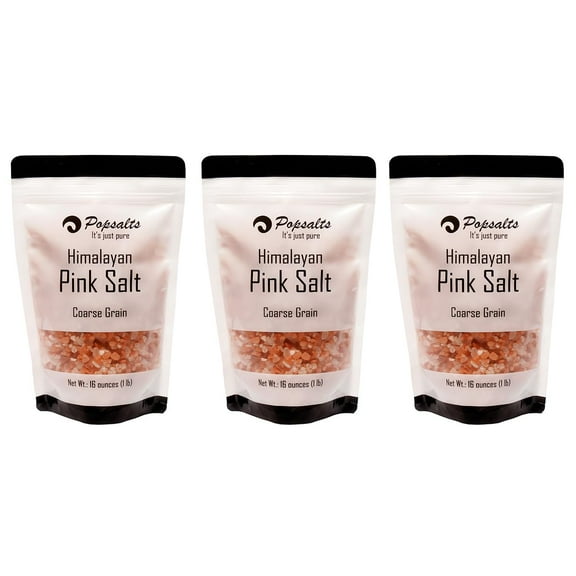 Popsalts Himalayan  Coarse Mineral Rich Salt-3 Pounds-Kosher-Natural-Pure-Restaurant Quality-Finishing Salt