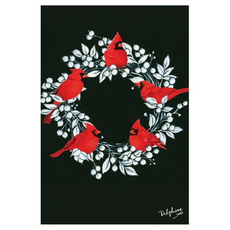 Wreath Decorative Flag - Toland Home Garden Cardinal Wreath Flag
