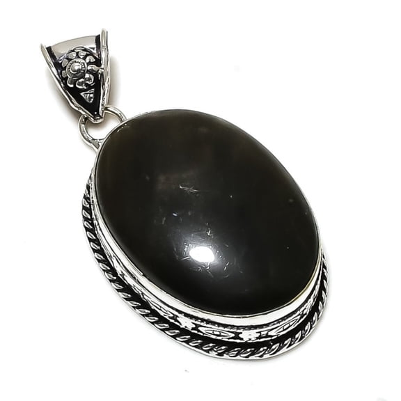Black Onyx Handmade 925 Sterling Silver Jewelry Pendant 2.25"