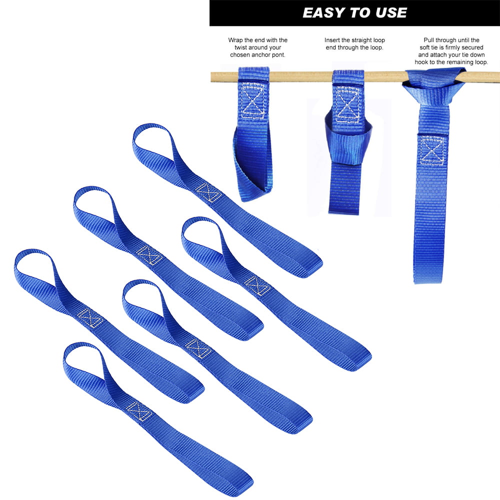 x 1 In Set of 6pcs Soft Loop Tie Down Straps 1 Ft 1500lbs Load Capacity 