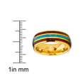 thumbnail image 3 of Metal Masters Mens Goldtone Tungsten Wedding Band Engagement Ring Koa Wood Crushed Turquoise 8mm, 3 of 7