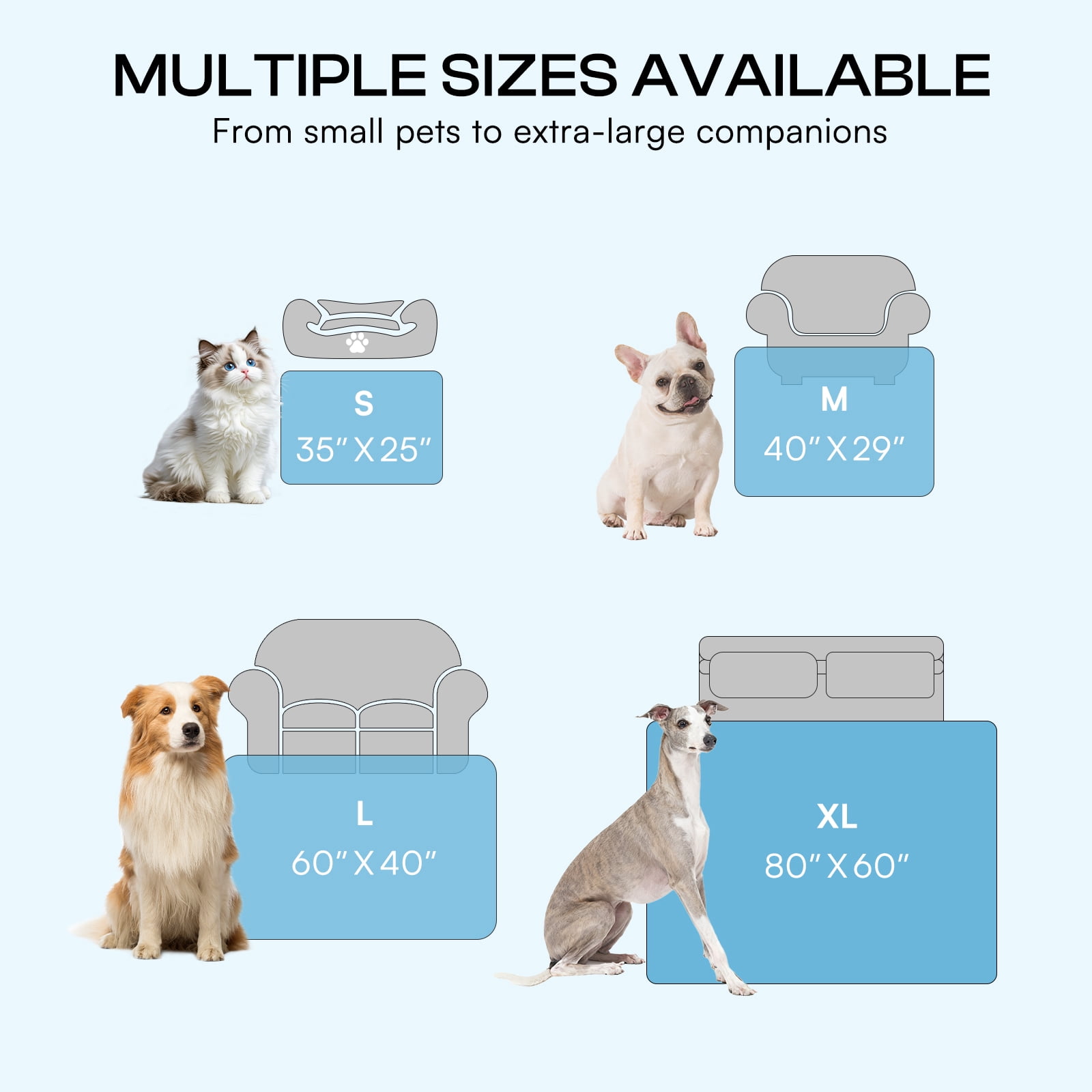 Luciphia Premium Cooling Dog Blanket Washable Q-MAX>0.5 Small Medium Large Pet Mat Puppy Cat Self-Cooling Soft Breathable Calming Throw for Sofa Crate Bed