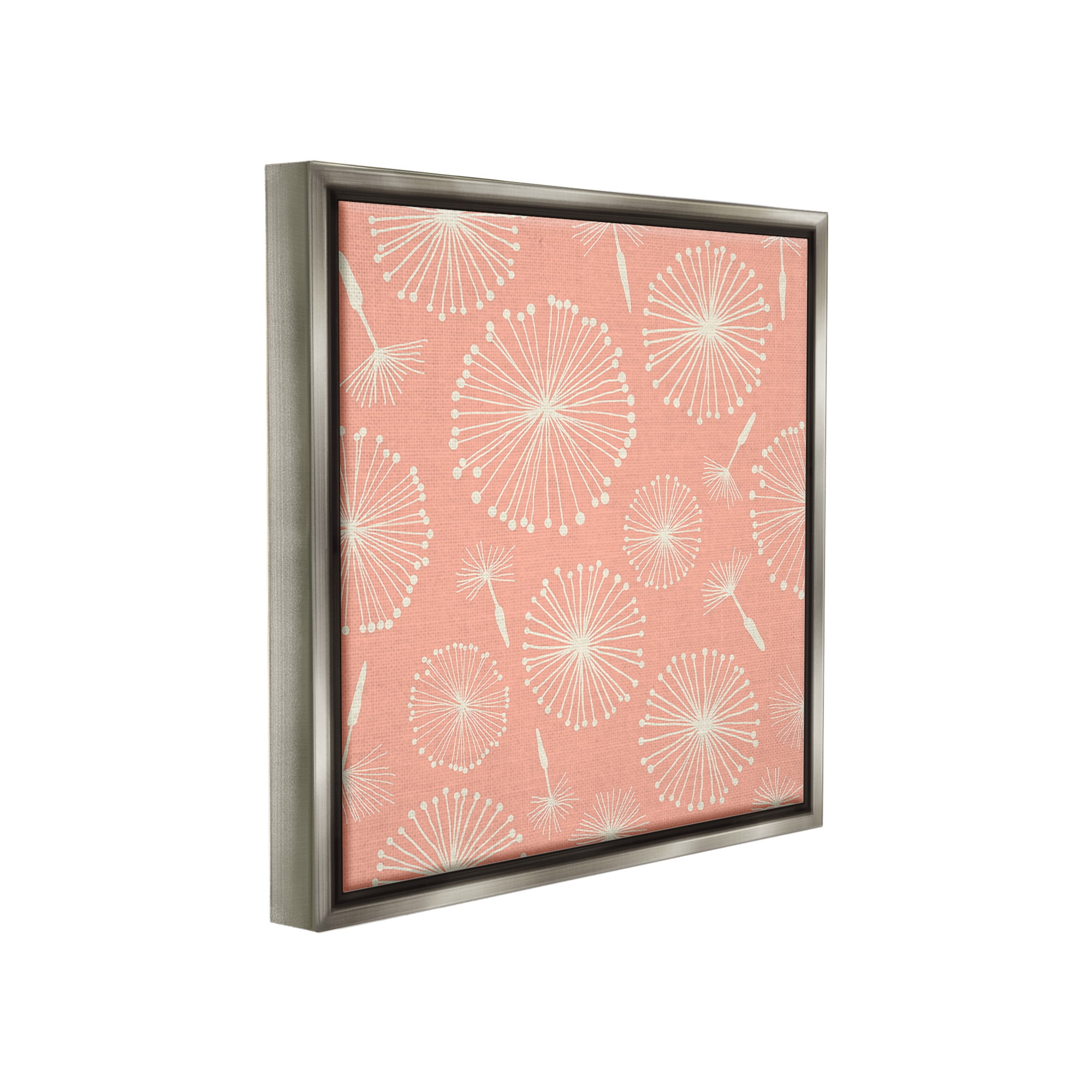 Stupell Industries Dandelions on Blush Botanical & Floral Painting Gray Floater Framed Canvas Art Print Wall Art, 25 x 25