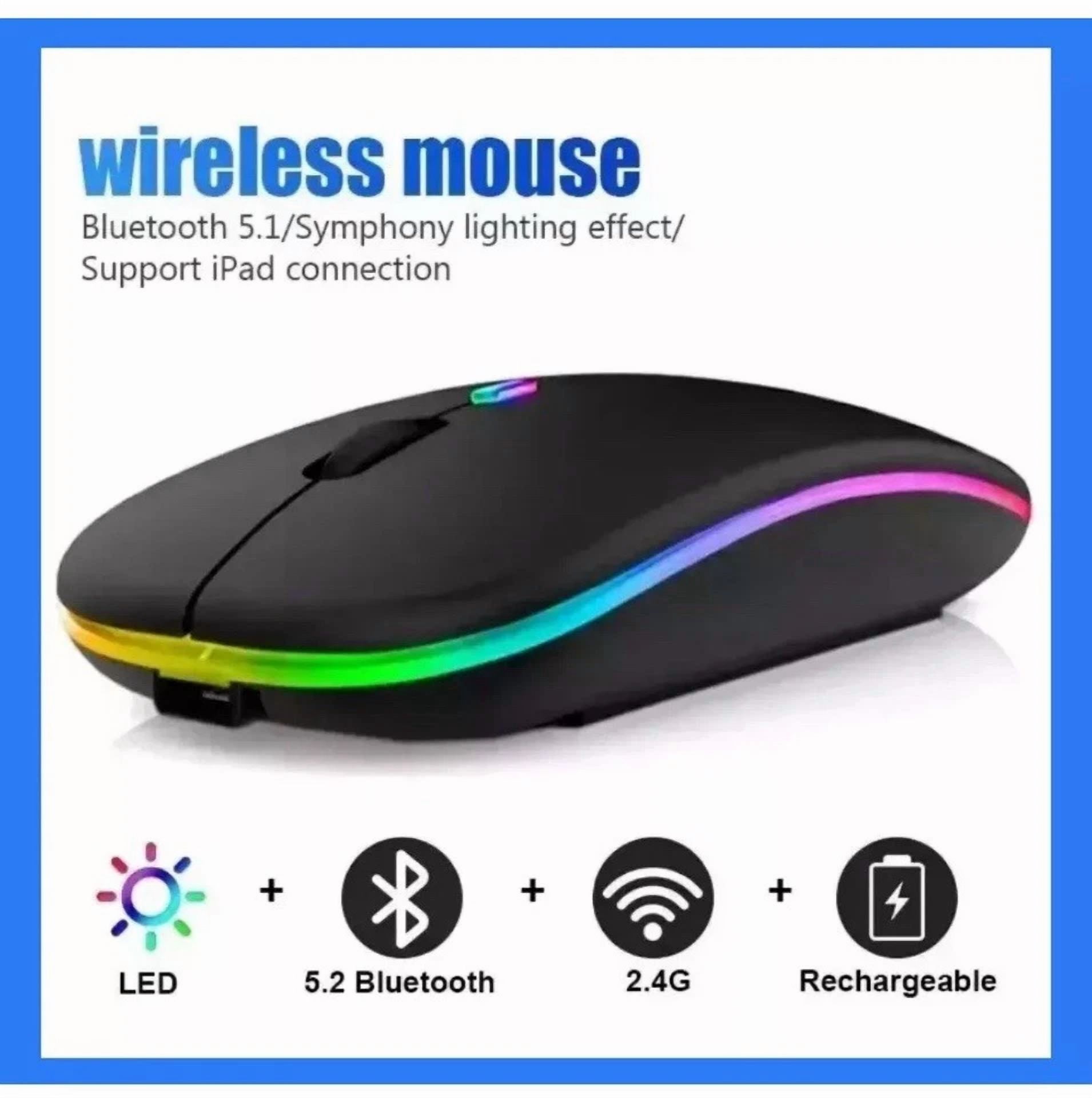 2.4Ghz Bluetooth Wireless Optical Mouse Usb Rechargeable Rgb Office Pc ???????
