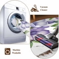 thumbnail image 7 of Round Area Rug 6 Ft, Purple Flowers Washable Non-Slip Circle Carpet for Living Room/Bedroom, Spring Watercolor Floral Leaves Plants Low-Profile Indoor Mats Collection Rugs for Residential, 7 of 7