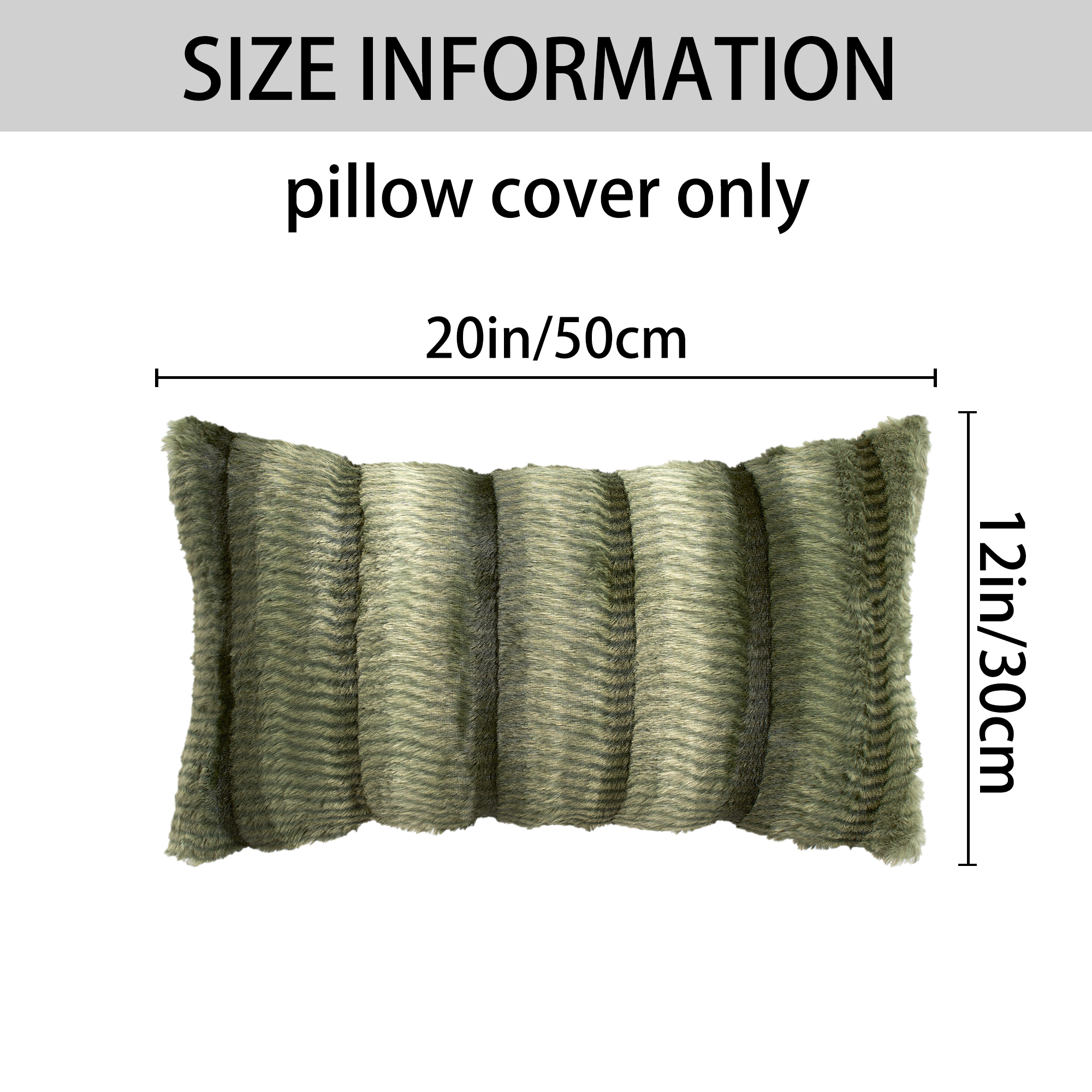 Unique Bargains Pack of 2 Plush Striped Pillow Covers 20" x 12" Green