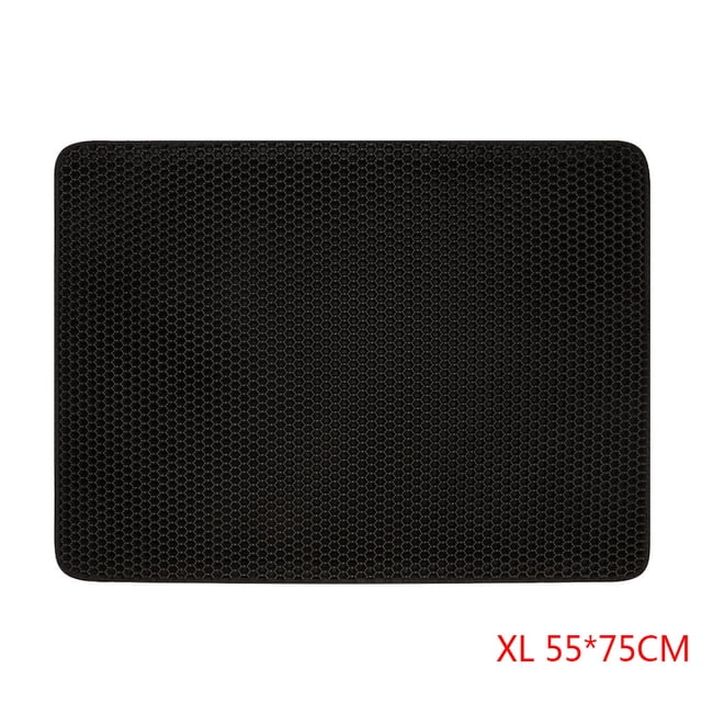 Greeniant Caja de arena para gatos de doble capa, alfombrilla para trampero, alfombrilla plegable para mascotas, goma espuma EVA Perchas para gatos negro SG