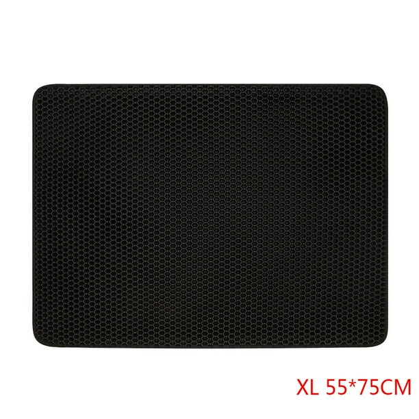 Greeniant Caja de arena para gatos de doble capa, alfombrilla para trampero, alfombrilla plegable para mascotas, goma espuma EVA Perchas para gatos negro SG