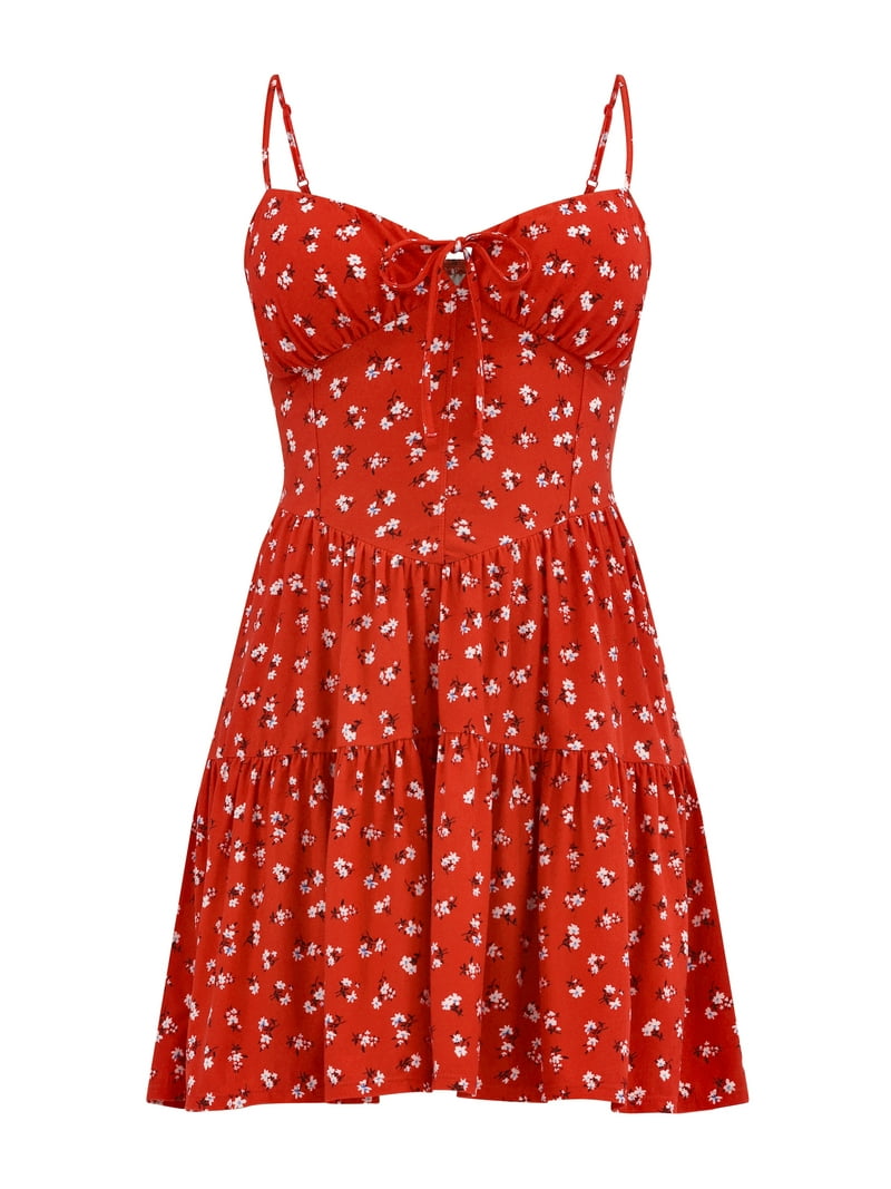 No Boundaries Sweetheart Corset Mini Dress Women, Sleeveless Tie-Front  Style - Walmart.com
