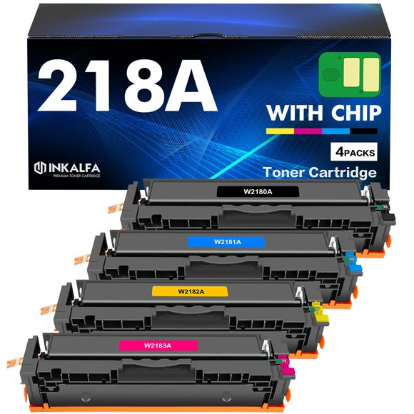 Paquete de 4 cartuchos de tóner Inkalfa 218A 218X de alto rendimiento con chip