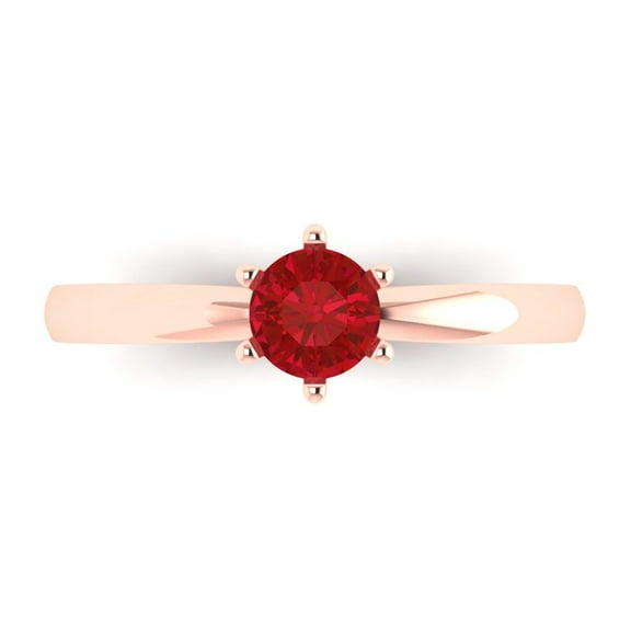 Solitaire Engagement Ring for Women - 0.5ct Simulated Ruby in 14K Rose Gold Promise Ring