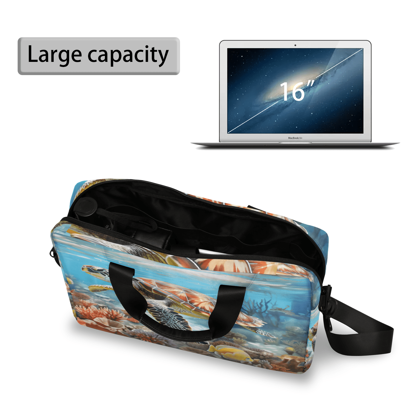 Herdesigns Sea Turtles Ocean Animal Laptop Bag for Women Men, Computer Case Briefcase Messenger Bags, 15-15.6 inch Laptop Sleeve Shoulder Bag