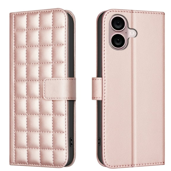 Wallet Case for iPhone 16 with Wrist Strap & Shoulder Strap, Multiple Card Slots Folio Purse PU Leather Stand Full Body Protection Phone Case Cover for iPhone 16, Rosegold