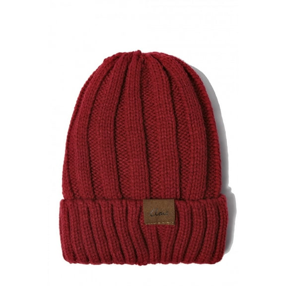 Urban-Peacock Cloie Trendy Soft Cable Knit Beanie Winter Hat with Warm Fleece Lining - Dark Red - For Men or Women