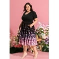 thumbnail image 3 of CASSIE LIZ Plus Size V Neck Dress for Women 5X Long Patchwork Dress Casual Black Purple Floral Short Sleeve Sundress Loose Fit Spring Summer Dress with Pocket 5XL 26W 28W, 3 of 6