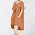 thumbnail image 4 of Uqiangy Women's Cotton Linen Short Sleeve Tunic/Top Tees Linen Tunic Tops For Women Womens Summer Babydoll Tops Short Sleeve Crew Neck Tunic T Shirts Cute Swing Mini Dress Orange 2XL, 4 of 9