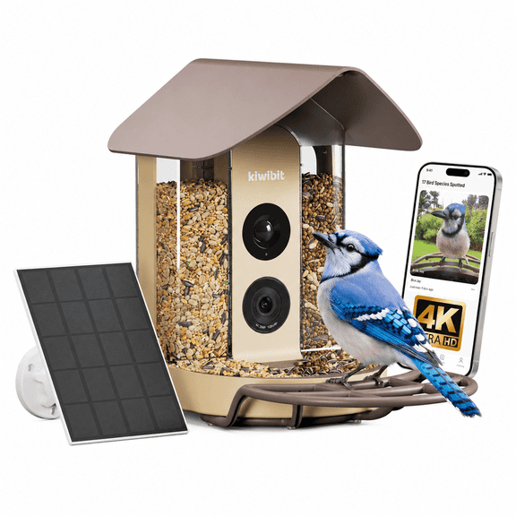 Kiwibit Smart Bird Feeder with Camera, 4K Ultra HD Video, AI Identify 10000 Species, Easy Setup&Durable, Ideal Gift for Bird Lovers, Autumn Clay