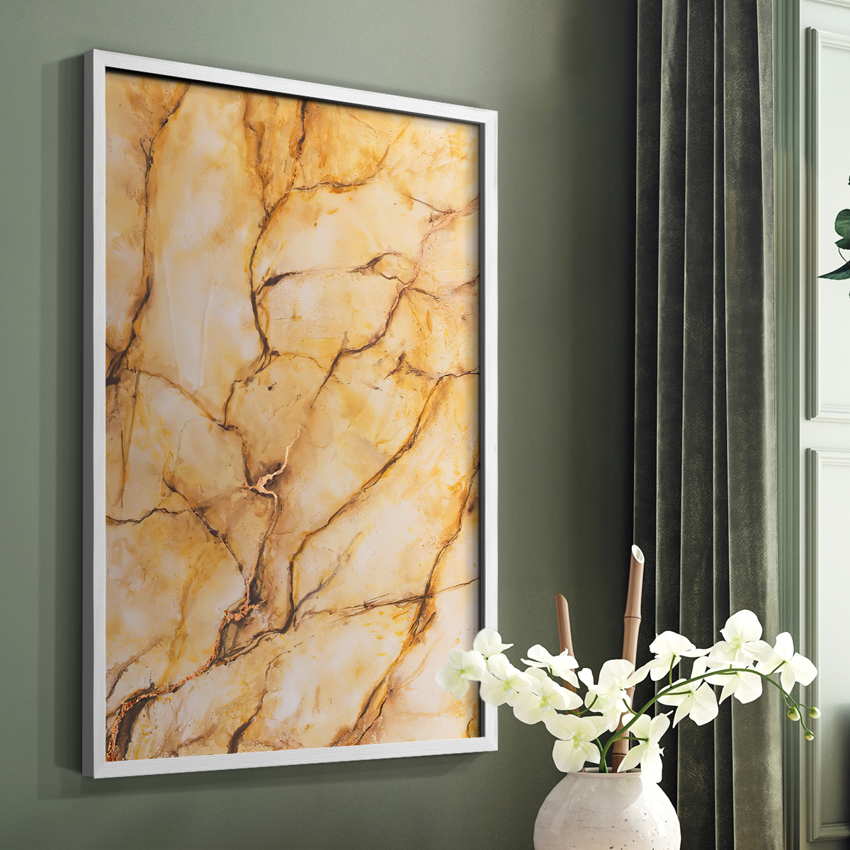 Yellow Marble I Framed Print - Solid Wood in Single Picture Frame Solid Wood 2 Framed Print