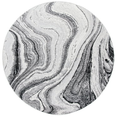 SAFAVIEH Amelia Jerrod Abstract Marble Area Rug, Grey/Gold, 6'7" x 6'7" Round