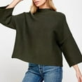 thumbnail image 7 of BLVB Fall Sweaters for Women Solid Color Turtleneck 3/4 Sleeve Pullover Tops Casual Cozy Knit Sweater Blouses, 7 of 7